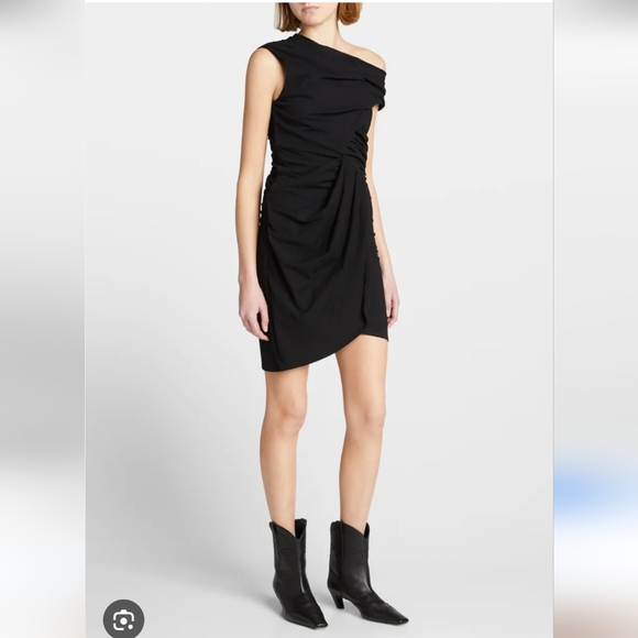 IRO Ermett Black Jersey Assymetrical Mini Dress Size 6 - Picture 3 of 7